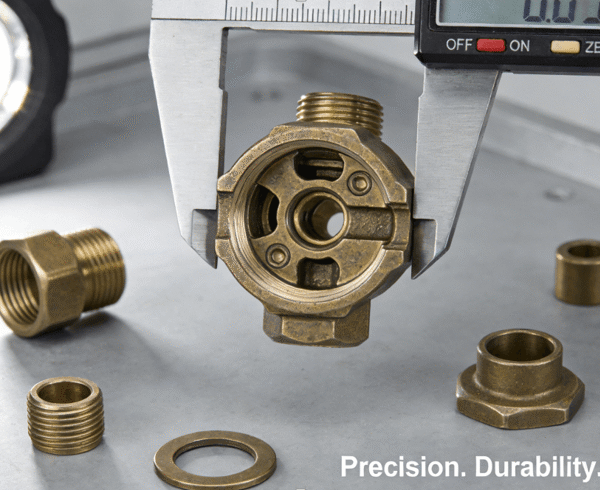Exploded view of a high-end faucet, showcasing the precisely machined bronze valve body and internal components, highlighting CNC machining accuracy